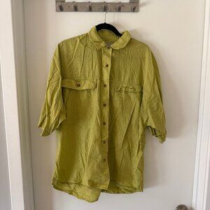 Everlane - The Cotton Tourist Shirt - Plaid Pickled Pepper (lime green) - M